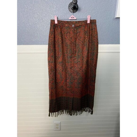 Nouveaux Vintage Skirt  Straight Pencil Lined Beads Paisley - Picture 9 of 10